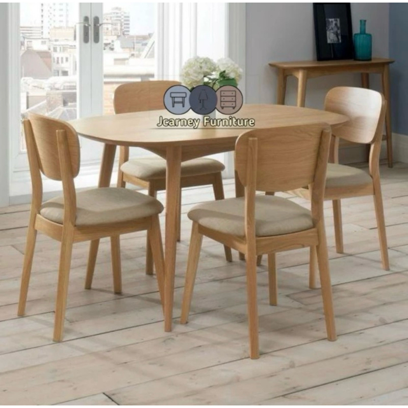 SET MEJA KURSI MAKAN OVAL KAYU JATI