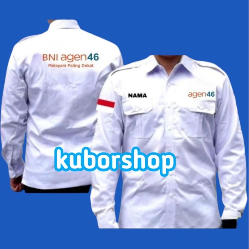 kemeja kerja BNI AGEN 45/BANK BNI baju bank bni seragam bank bni  full bordir