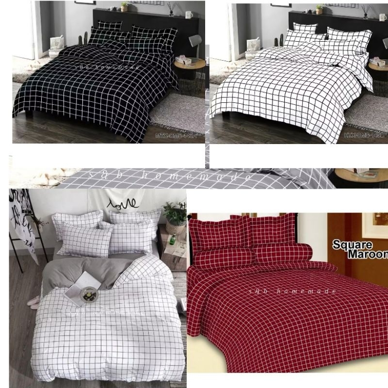 Sprei motif Kotak kotak Ukuran 180x200, 160x200, 120x200 / Sprei homemade murah