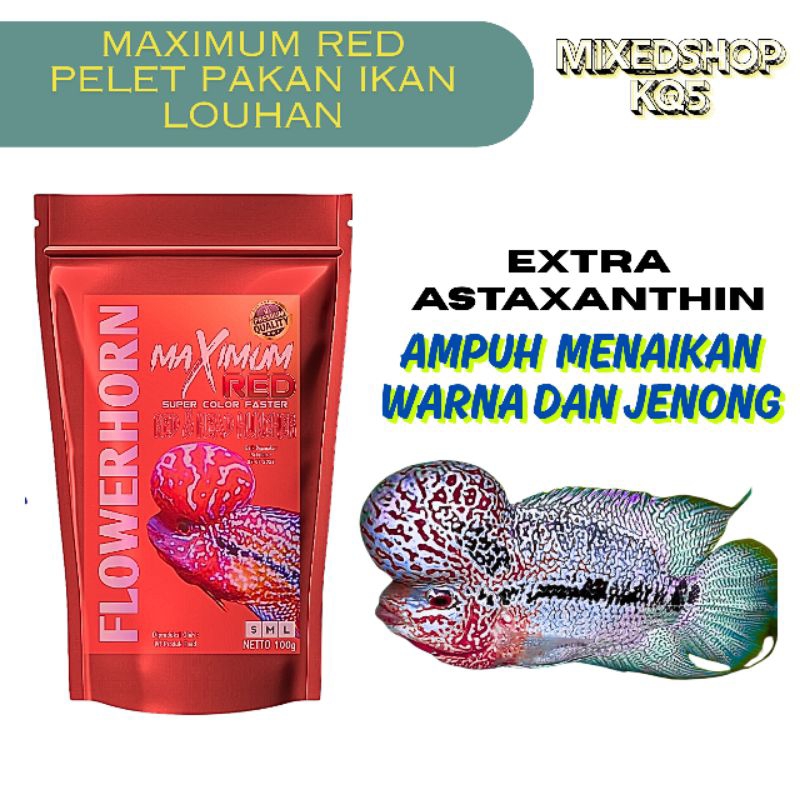 Pelet/ Pakan Ikan Louhan Maximum Red 100g Terbukti Ampuh Untuk Menaikkan Warna Dan Jenong Ikan louha
