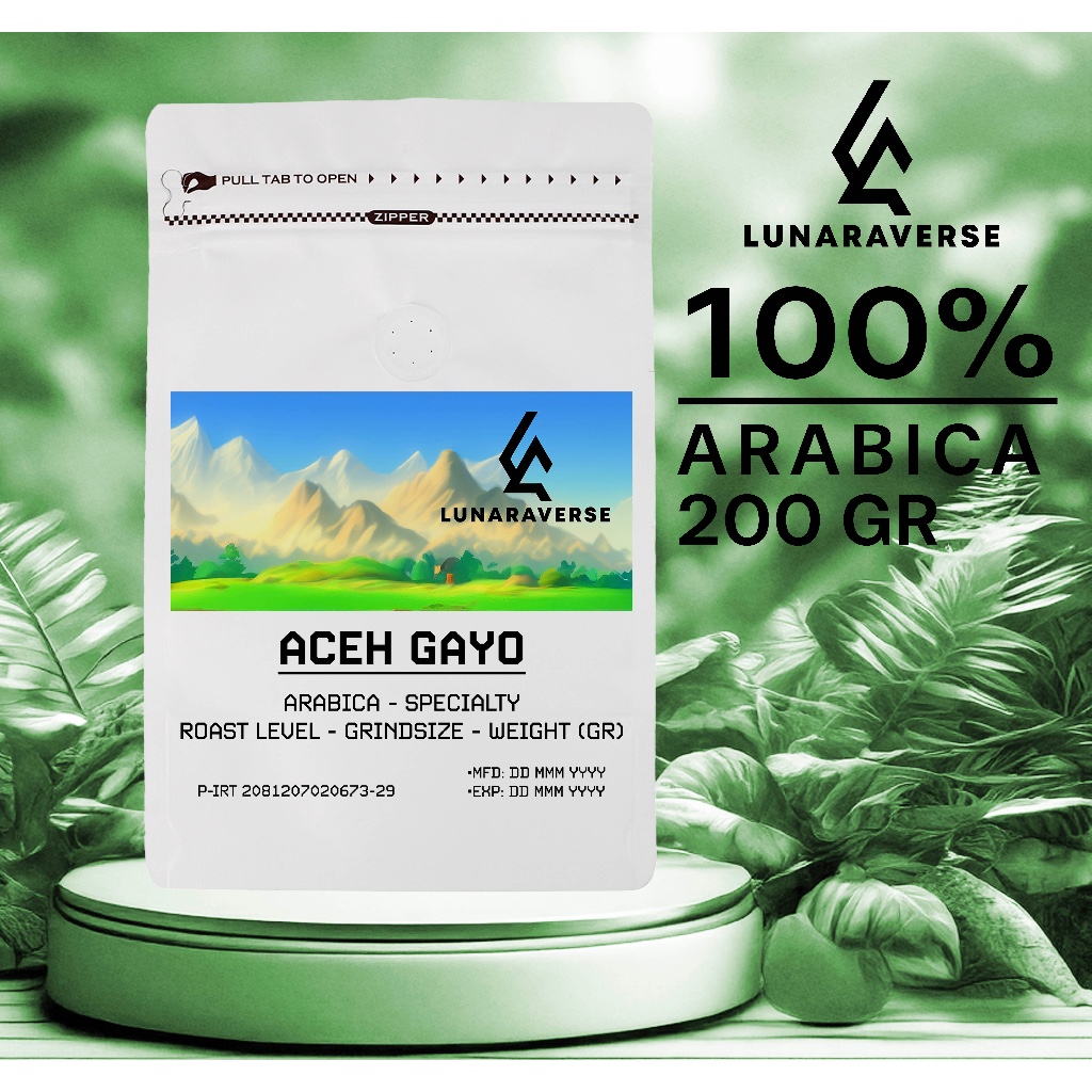 

Lunaraverse Kopi Specialty Arabica Aceh Gayo 200gr 200 Gr Gram Coffee Arabika Americano Espresso Bubuk Biji