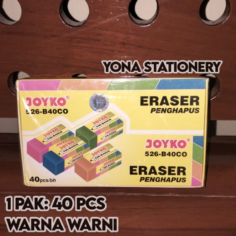 

Penghapus Joyko 526-B40CO / Penghapus Joyko Warna-Warni | 1 Pak: 40 Pcs
