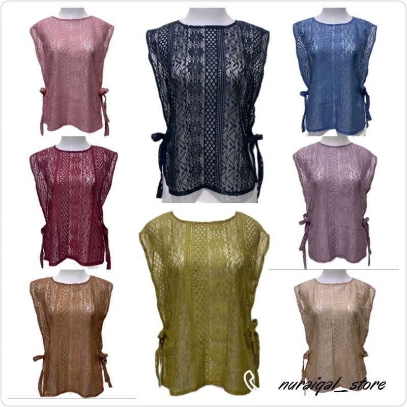 READY STOCK ROMPI BRUKAT WANITA OUTER ROMPI BROKAT CANTIK BAJU TANPA LENGAN ATASAN WANITA