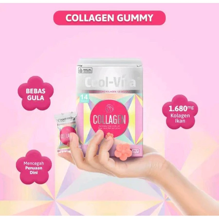 

COOLVITA Gummy Collagen Kembang Gula Lunak Jeli Rasa Jeruk Bali dan Lemon isi 10 Sachet