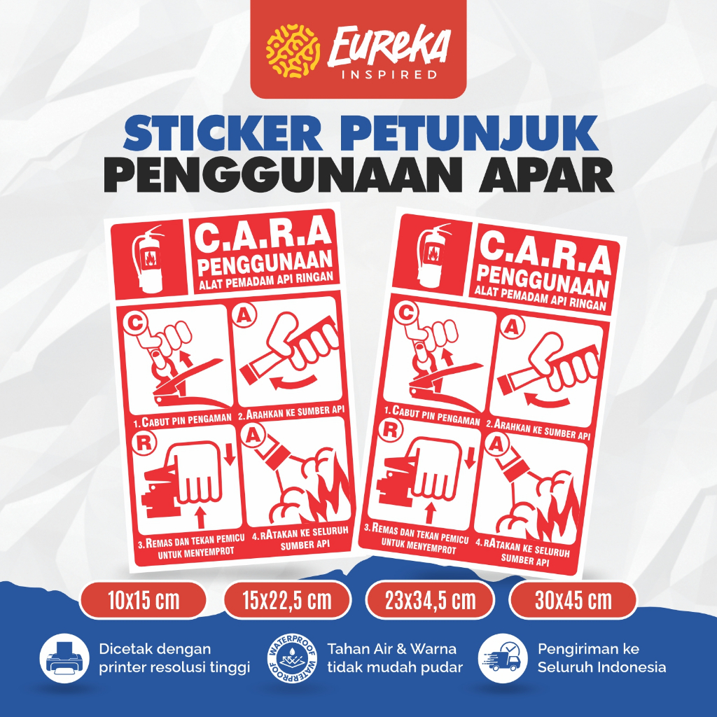 

Stiker Vynil Anti Air Petunjuk Penggunaan Alat Pemadam Kebakaran (APAR)
