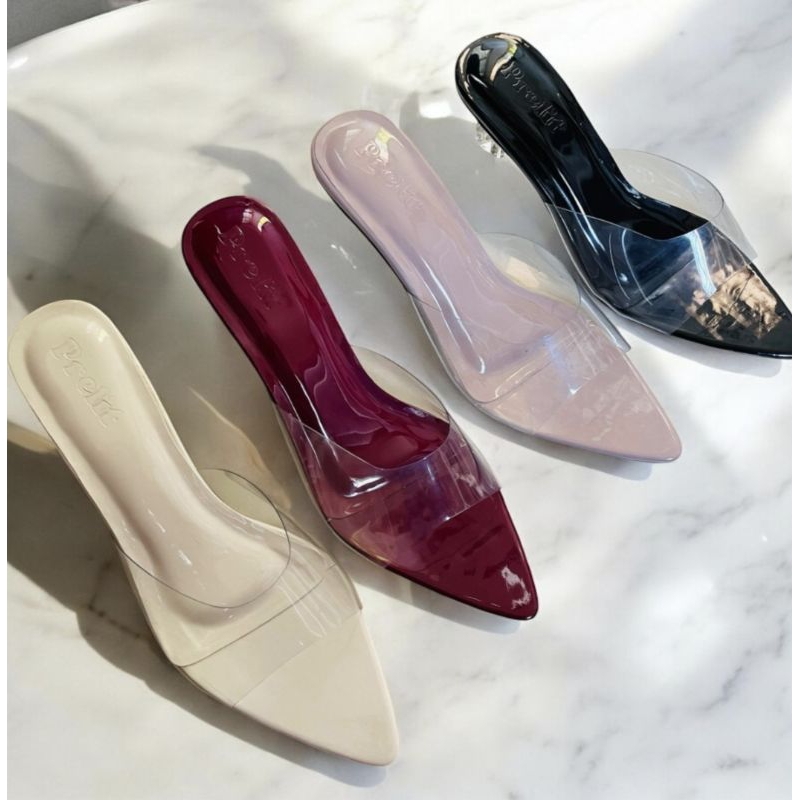 sandal heels wanita hak kaca Michelle kekinian