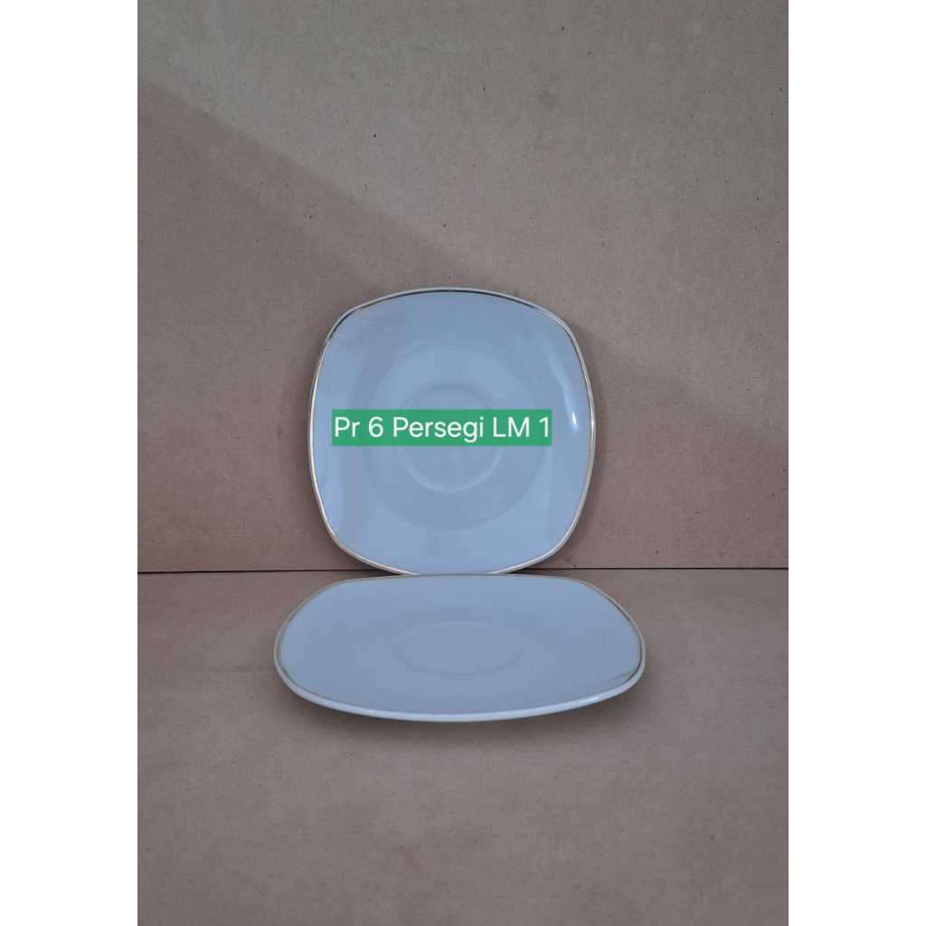 Piring Keramik Cantik Elegan untuk Rumah & usaha / Piring Makan Persegi Ukuran 6 inch Motif lismas P