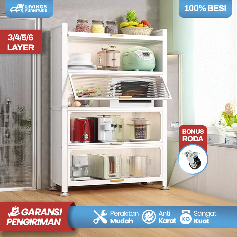 Lemari Dapur Minimalis dengan Rak Besi Serbaguna Lemari Rak Piring Dapur Minimalis Serbaguna