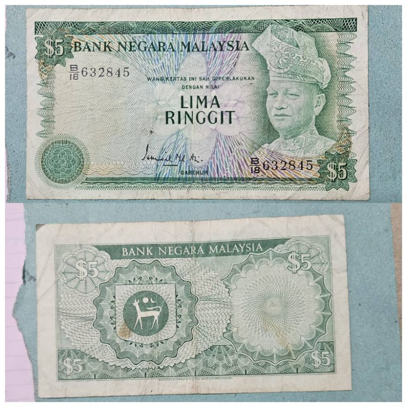 #series rare KOLEKSI Negara Malaysia 5 Ringgit 1976 Kuno Kondisi AXF Dijamin Original 100%
