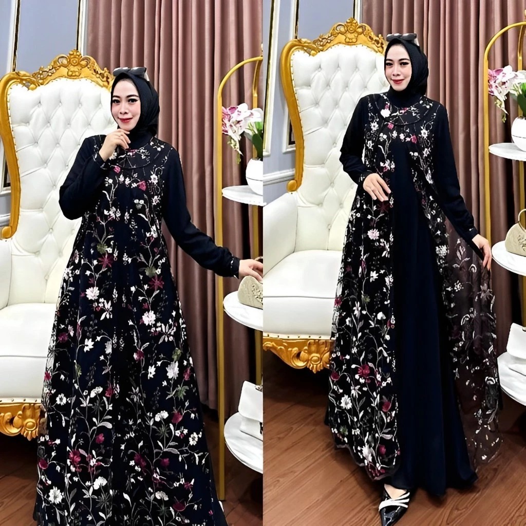Baju Gamis Wanita Terbaru Diandra Dress BP Size M L XL XXL XXXL LD 100-130 CM Bahan Ceruty Babydoll 