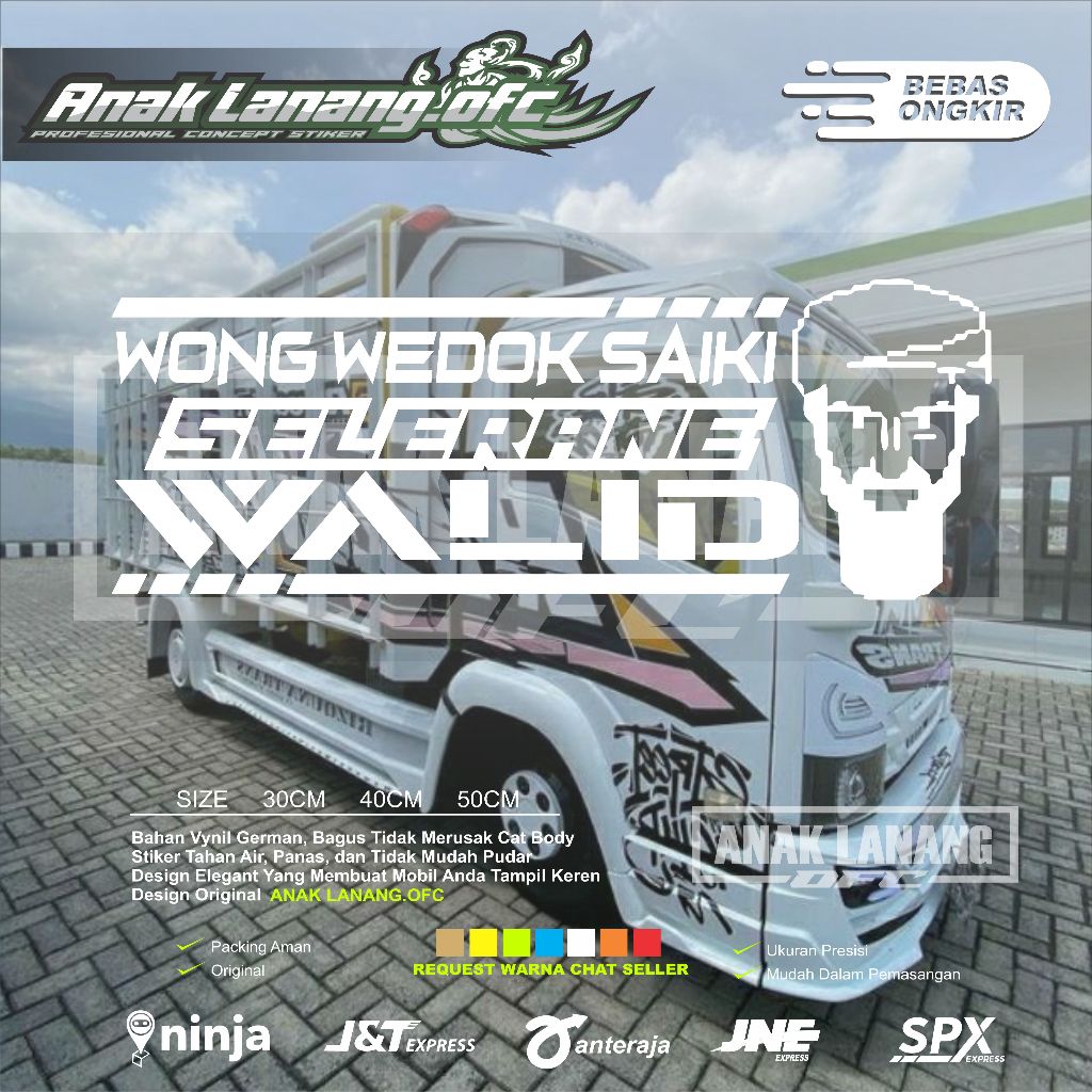 Sticker kaca truk pickup mobil wong wedok saiki selerane walid terlaris