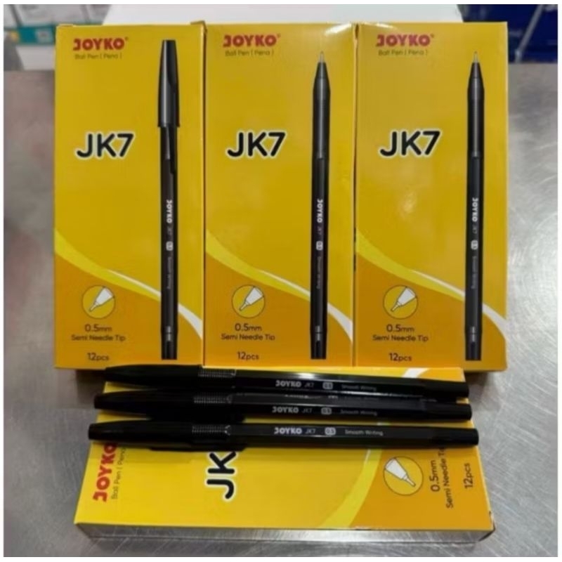 

PEN JK-7 JOYKO HITAM (tertera harga 12pcs) /JOYKO BALL PEN BLACK JK7