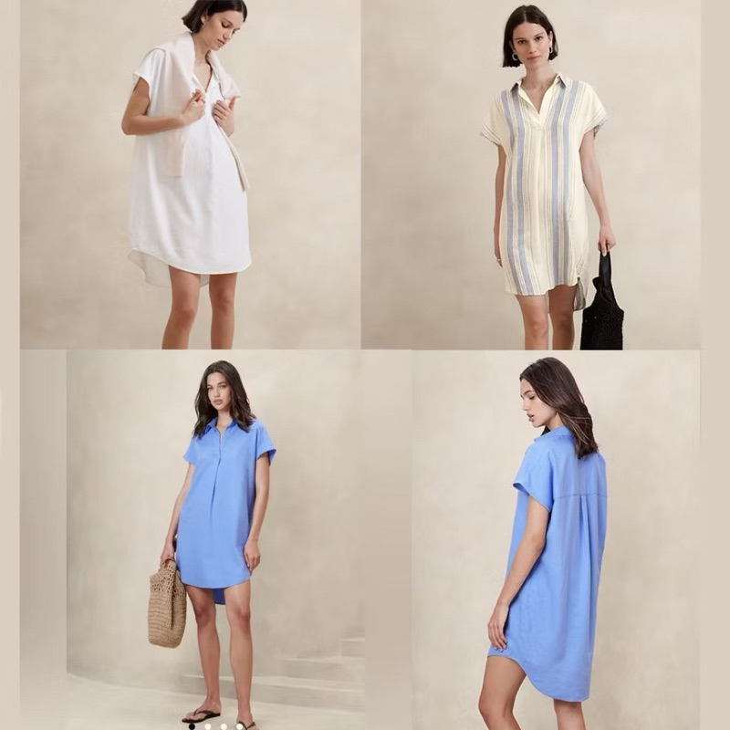 BANANA REPUBLIC dress Tunic Wanita Putih Tulang branded new