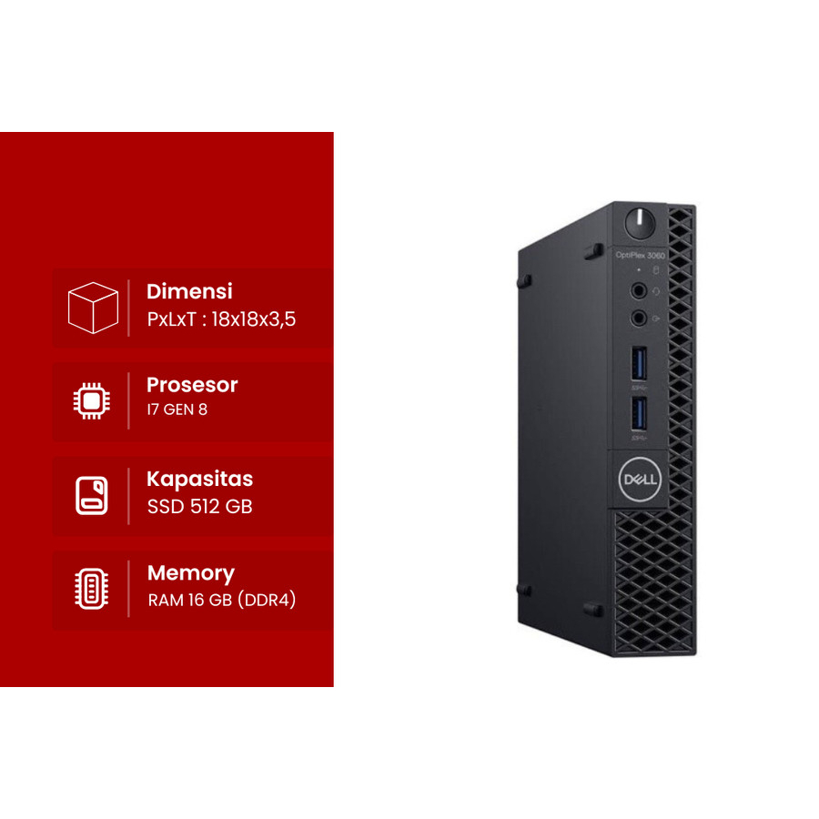 KOMPUTER MINI PC DELL OPTIPLEX 3060 I3 I5 I7 RAM HARDISK VARIAN BERGARANSI PORT HDMI (N)