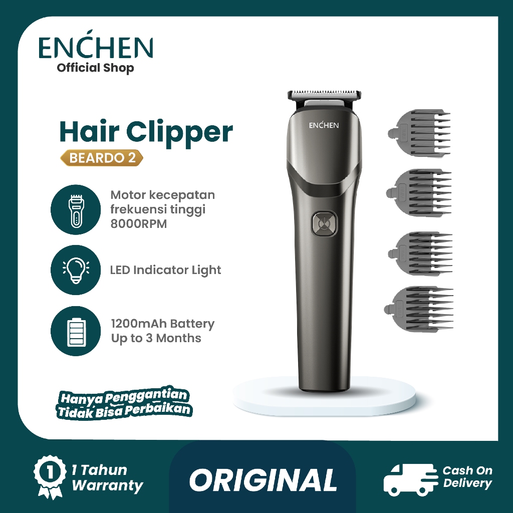 ENCHEN Beardo 2 Smart Trimmer Electric Shaver Type-C 5W 1200mAh Alat Cukur Elektrik Rambut Jenggot