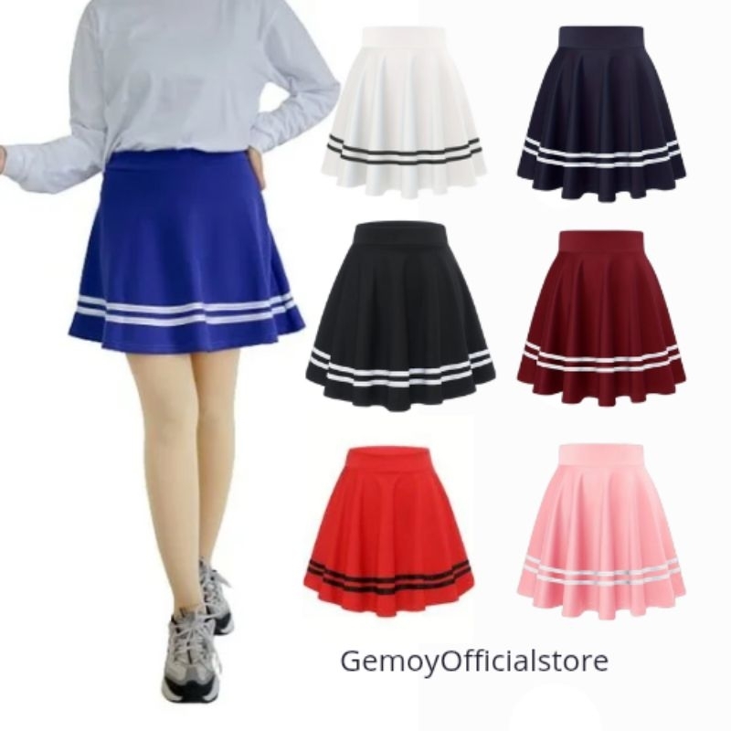 ROK PENDEK LIST PUTIH WANITA STRETCH ROK OLAHRAGA WANITA ROK MINI ROK TENNIS ROK KOREA