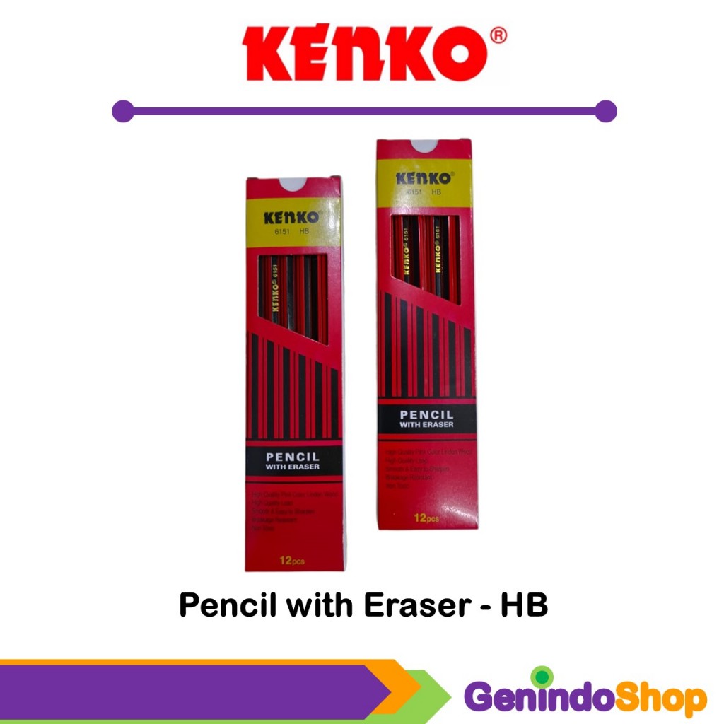 

Pensil Tulis HB dengan Penghapus / Pencil HB with Eraser Kenko (12 Pcs)