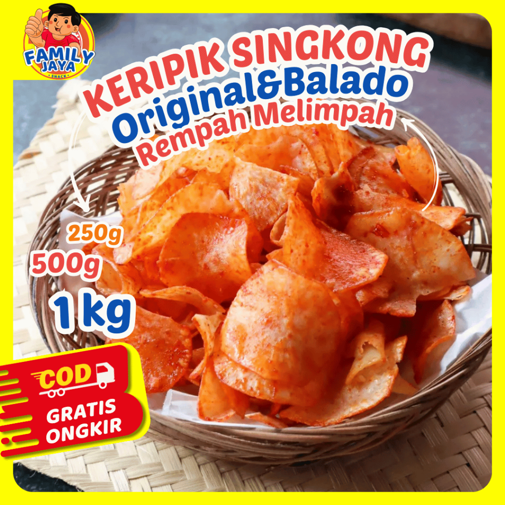 

Keripik Singkong Balado Sanjay Khas Padang & Asin Gurih Camilan Renyah Bumbu Nendang