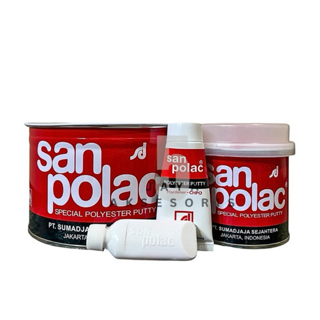 Dempul Sanpolac/Polymer dan Hardener (resin)/1 KG.1/4 KG