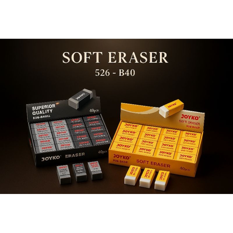 

Penghapus pencil/Soft Eraser 526-B40 Premium – Penghapus Lembut Berkualitas Tinggi Original Joyko
