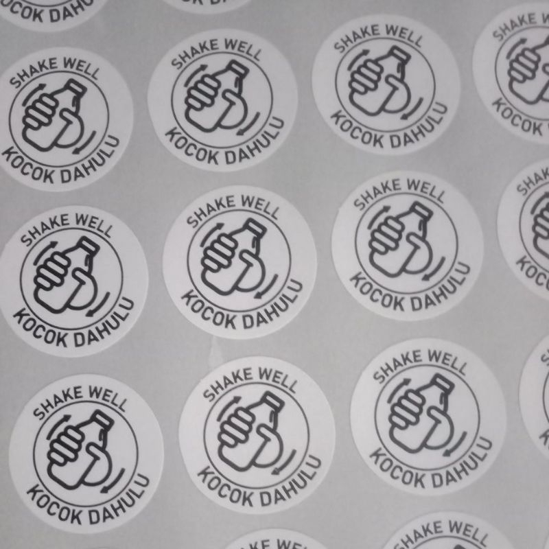 

Stiker Shake Well stiker Botol Kocok Dahulu Stiker Putih Ukuran 2cm isi 100pcs per lembar