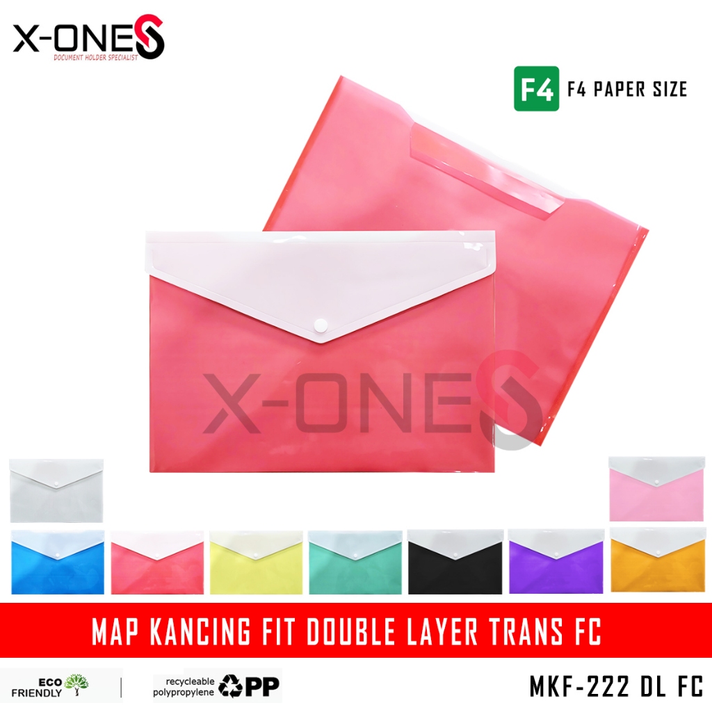 

X-ONE MAP KANCING DOUBLE LAYER F4 FOLIO FC MAP PLASTIK / MKF-222 DL FC / TRANS COLOURS (SATUAN)