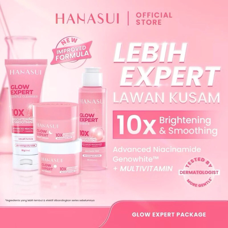 Ready Stok !! Paket Hanasui Flawless Glow 10/Paket Cerah Glowing Hanasui/All Skin Skincare Hanasui