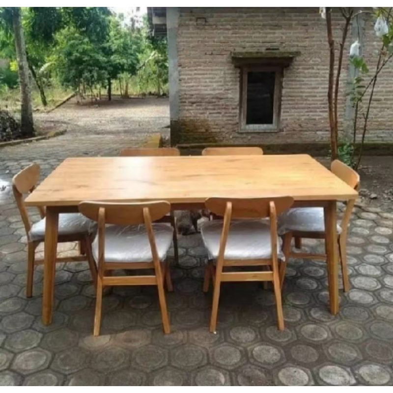 Meja makan kursi 6/ kursi ropan makan/ meja makan 1set 6 kursi/ meja makan