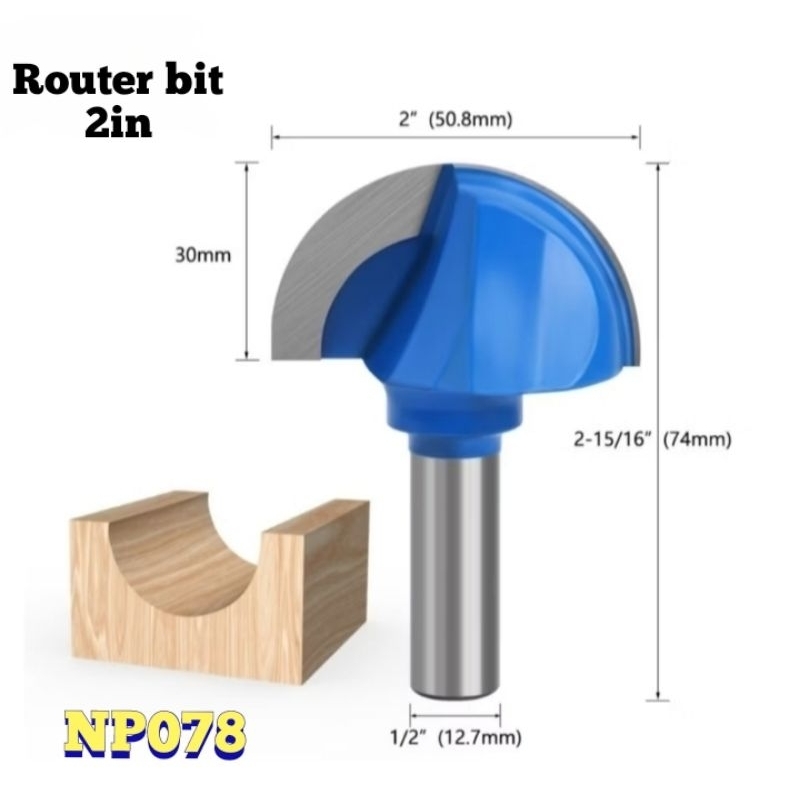 Mata profil kayu router bits 2in 50,8mm mata bor pelobang kayu 1/2 lingkaran round cove bit