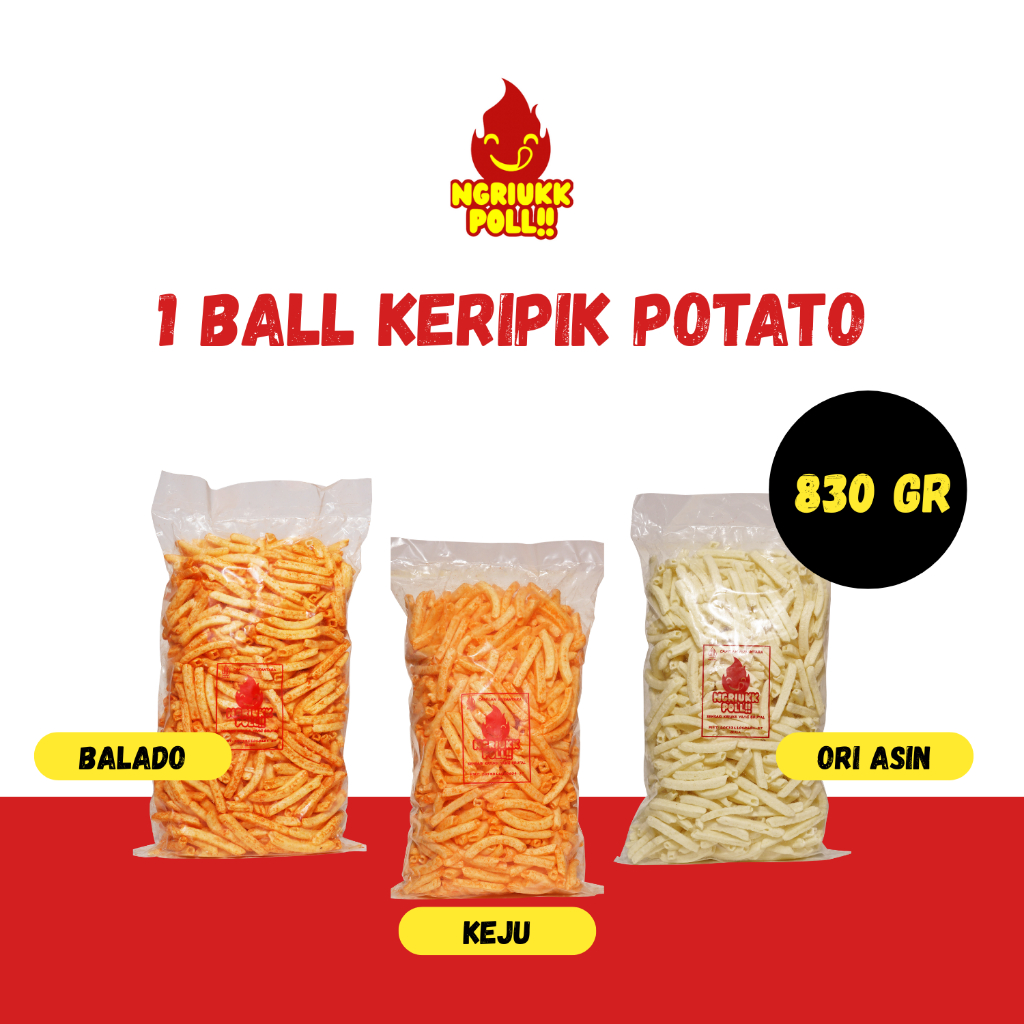 

[PROMO] 1 BALL Keripik Potato 3 Varian Rasa Murah Gurih & Bumbu Melimpah | Keripik Kerupuk Kentang Ngriukkpoll