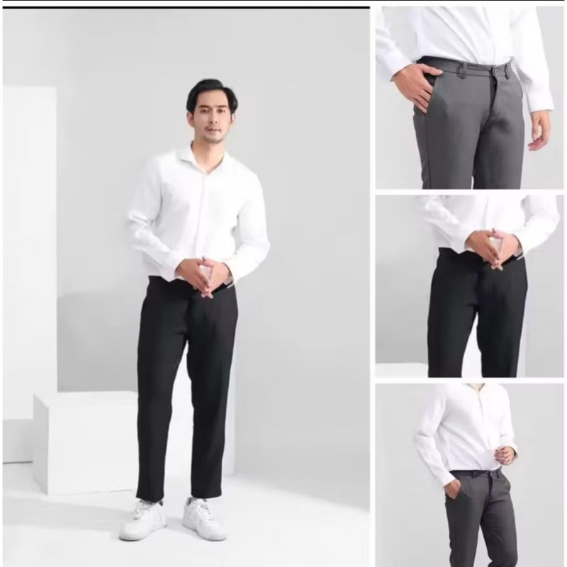 CELANA SLIM FIT PRIA WOL / CELANA HITAM BAHAN / CELANA KANTOR PRIA / CELANA SLIM FIT PRIA