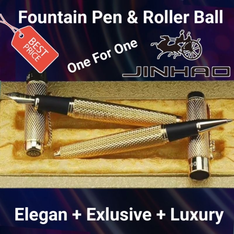 

LEBIH MURAH...!! pulpen Signature JINHAO FOUNTAIN PEN & ROLLER BALL SIGN PEN Lengkap Dengan Box Exlusive