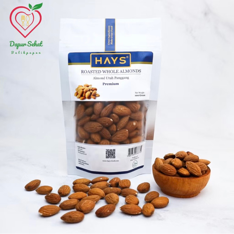 

Almond Panggang Utuh Hays 100gr ORIGINAL / Roasted Almond Whole 100gr / COD Balikpapan Almond Panggang
