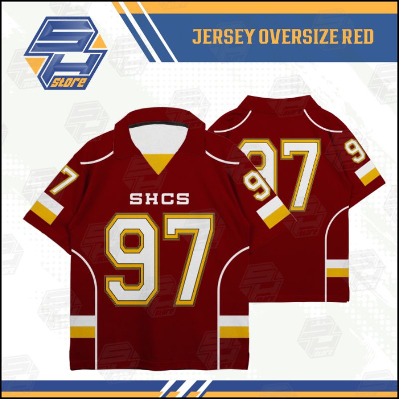 Jersey Oversize Phantom Red DRI-FIT Lengan Pendek - Merah Kuning Putih / Jersey Olahraga / Baju NFL 