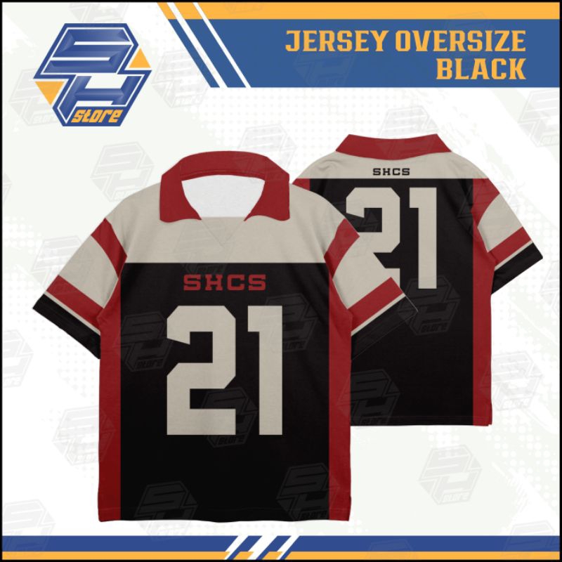 Jersey Oversize Urban Blaze DRI-FIT Lengan Pendek - Hitam Merah cream / Jersey Olahraga / Baju NFL /