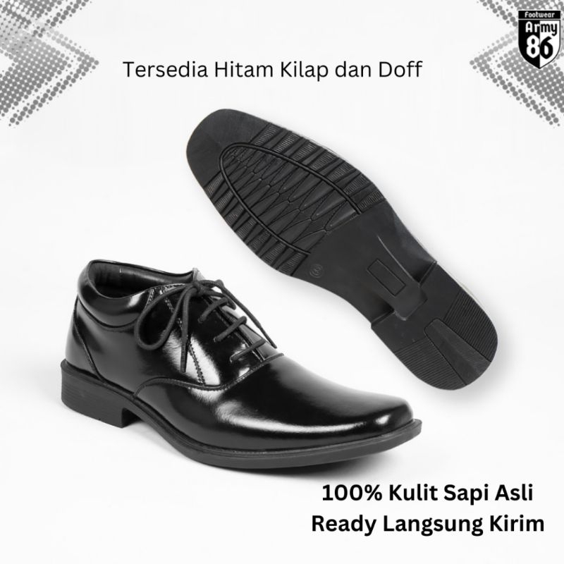 Sepatu Pdh Pantofel ARMY 86 ALPA Kulit Sapi Asli Berkualitas Untuk Kerja Kantoran