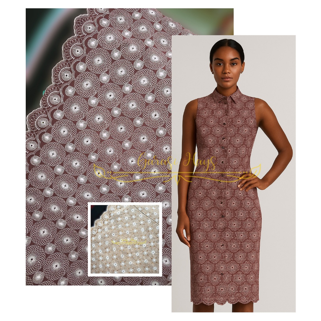 NEW Kain Cotton Embroidery Katun Bordir Geo 2 Tones Lebar 135 cm