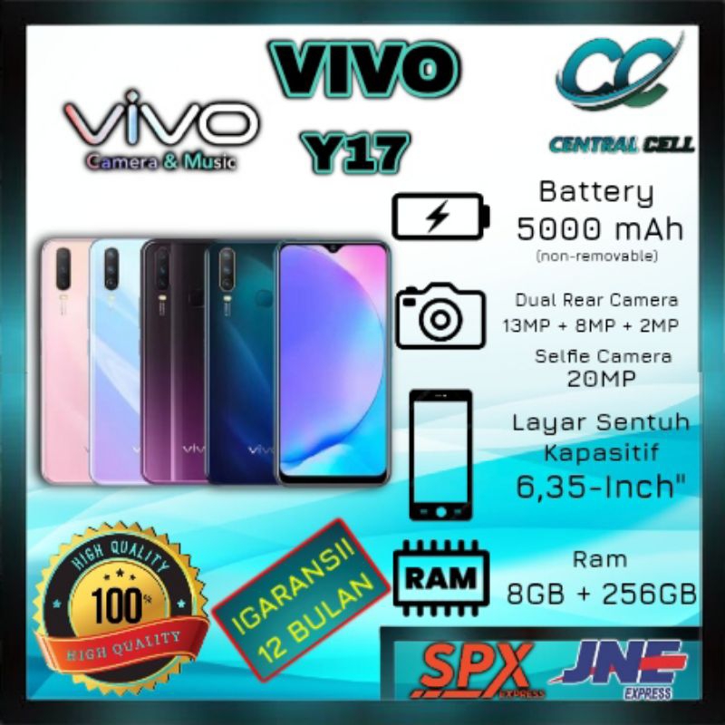 [NEW] HP VIVO Y17 Ram 8+256GB Big Battery 5000mAh + Camera 20MP + Display 6,35 inches GARANSI 12 BUL