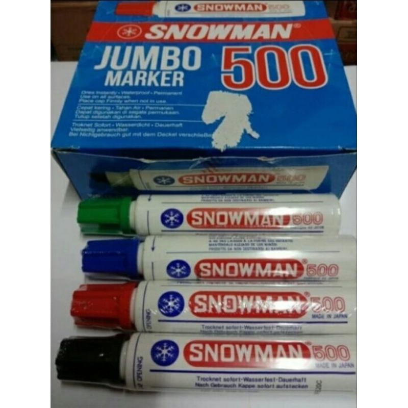 

Snowman Spidol Permanen Marker Jumbo 500 Biru / Hijau / Hitam / Merah - Pcs.