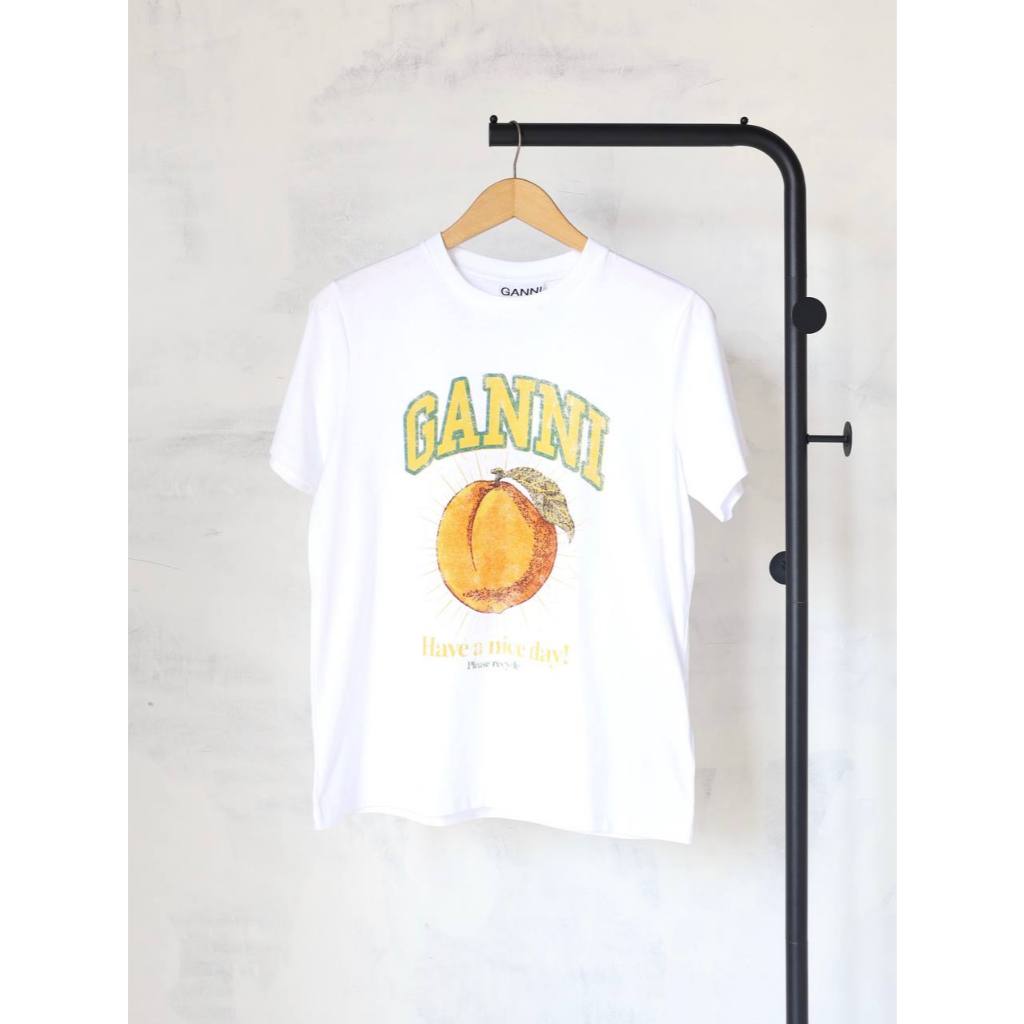 Ganni peach tshirt in white