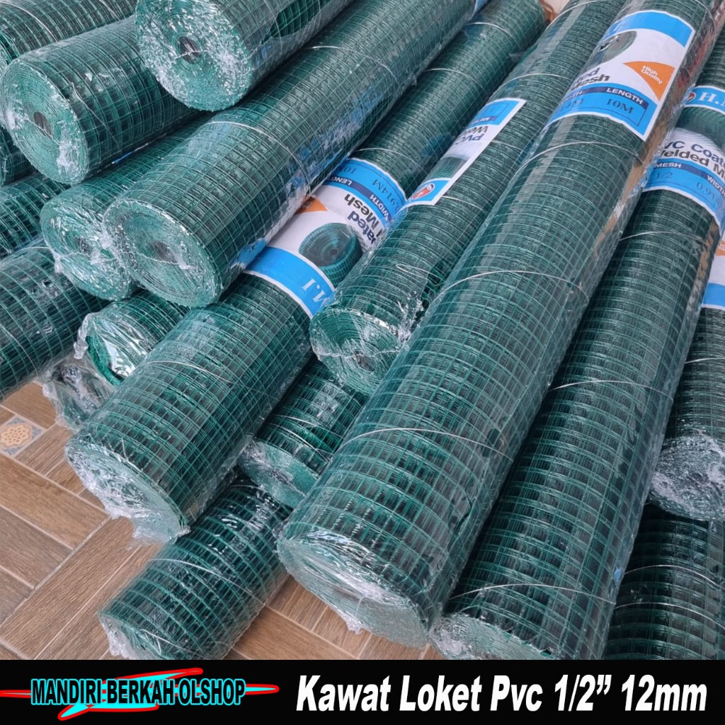 Kawat Loket PVC Hijau 1 Roll 1/2'' / Kawat Ram / Kawat Kandang / Kawat Cor 1/2''