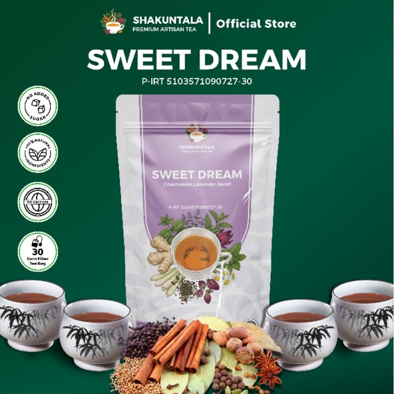 

Shakuntala Sweet Dream & Relax Tea | Teh Herbal Untuk Tidur Nyenyak | Teh Chamomille | Teh Lavender