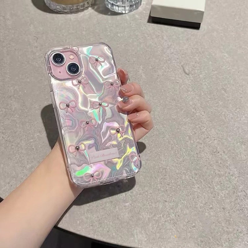 Case For ITEL A70 CAMON 40 PRO Pink Ribbon Pearl Textured Ripple Hardcase Casing Hp SS1133 MA8910