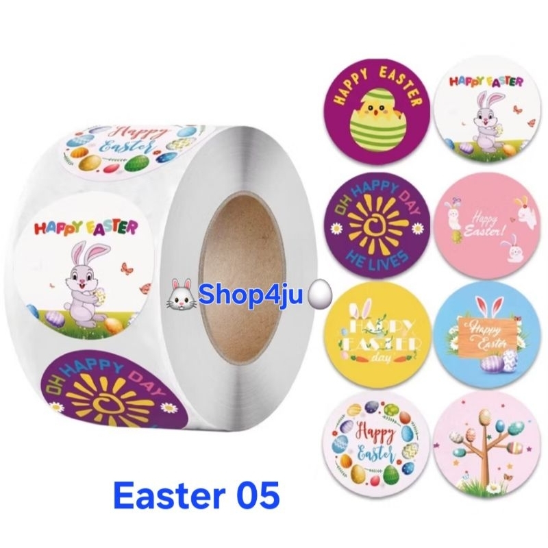 

(isi 50pcs) Stiker Paskah unik Easter Sticker Eggs Rabbit