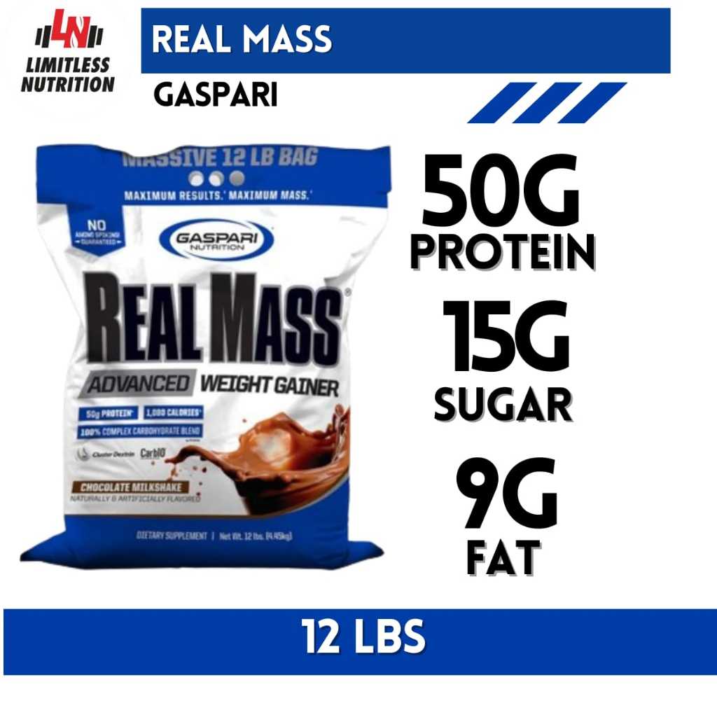 

GASPARI Real Mass - 12lbs Mass Gainer Supplement fitness