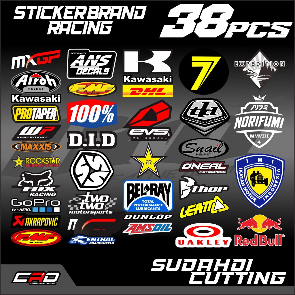 

PAKET PACK STIKER 10PCES 38PCS 48PCS ANTI LUNTUR VYNIL MOTIF BRAND RACING DRAGG KATA-KATA GOKIL