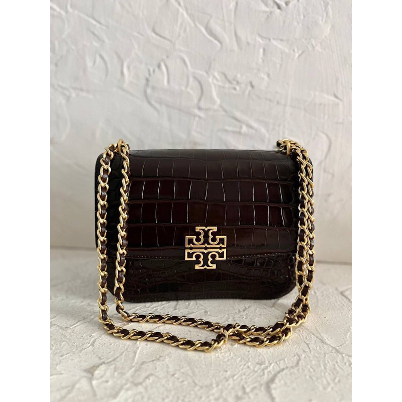 Ready TB Britten Croco Shoulder Bag Pumpernicle