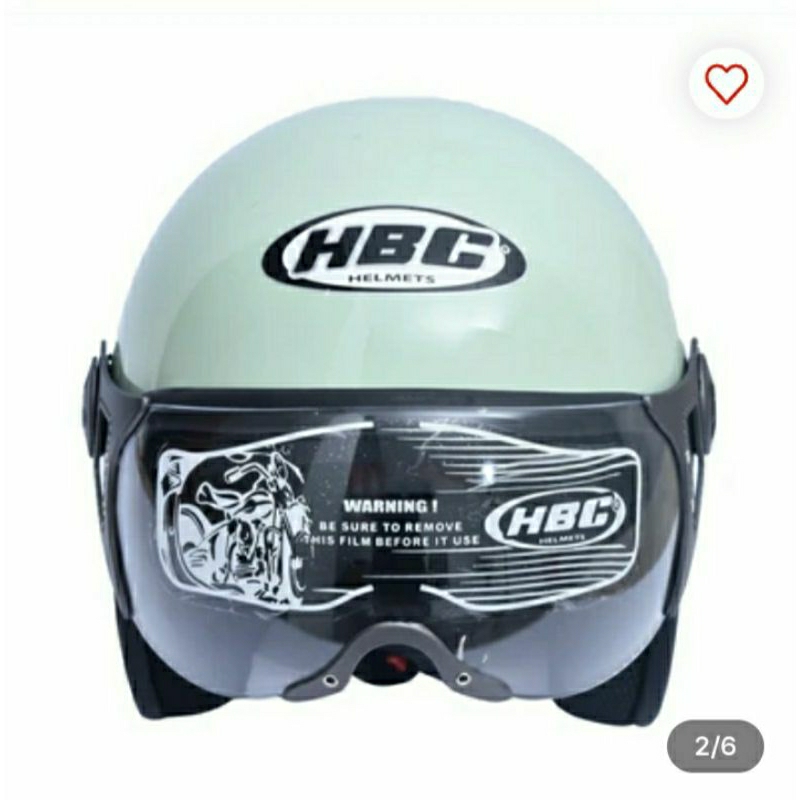 Hbc Classico Helm Half Face Dengan Visor - Hijau Mint