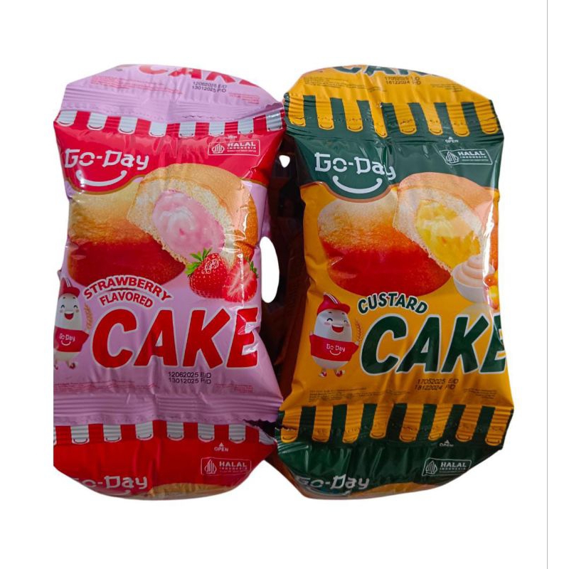 

GO-DAY cake 1 renteng isi 10 bungkus @ 25g Varian Strowberry flavoredCustard cake