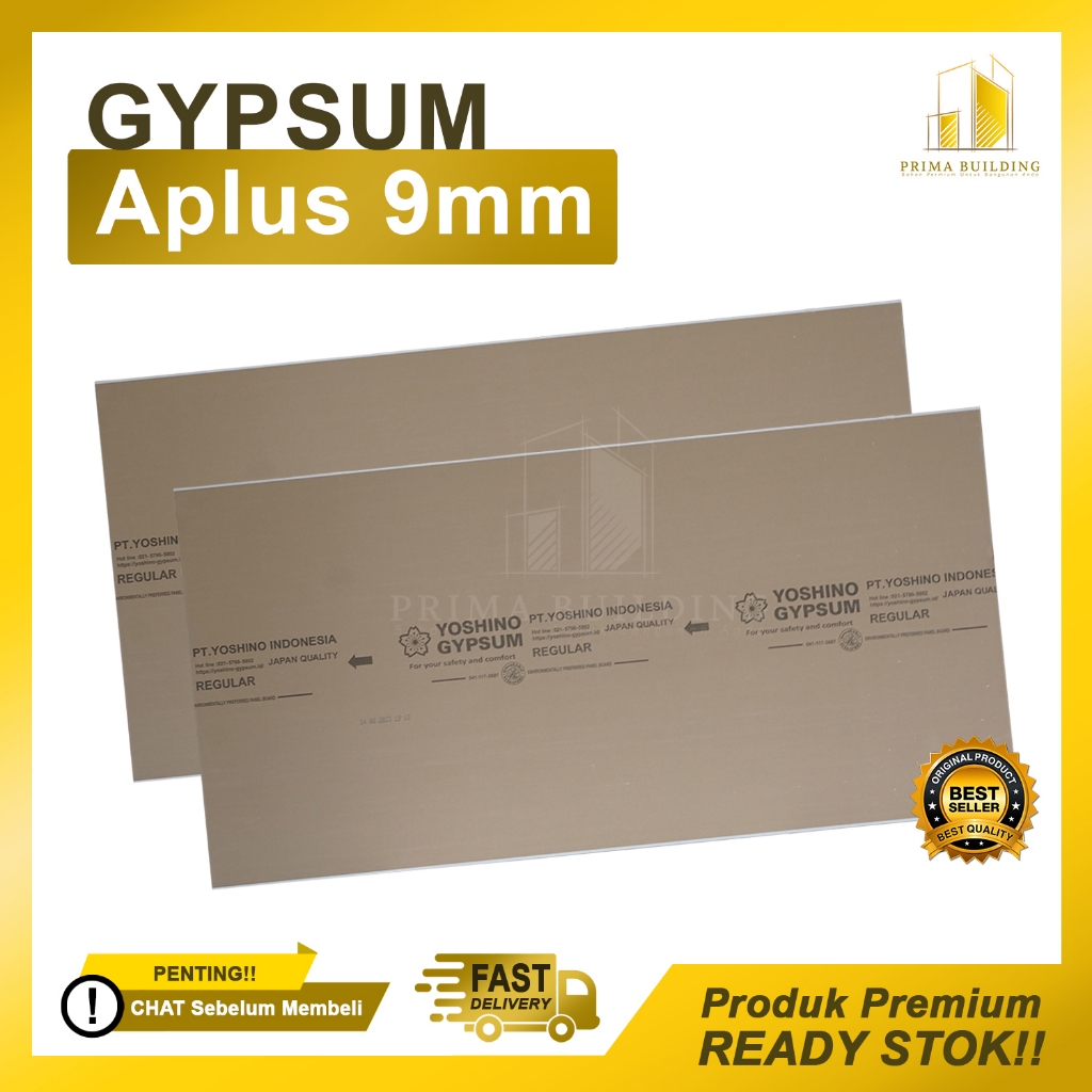 Gypsum Aplus 9mm / Gipsum A plus 9 mm / Gypsum untuk plafon dan partisi merek Aplus 9 mm